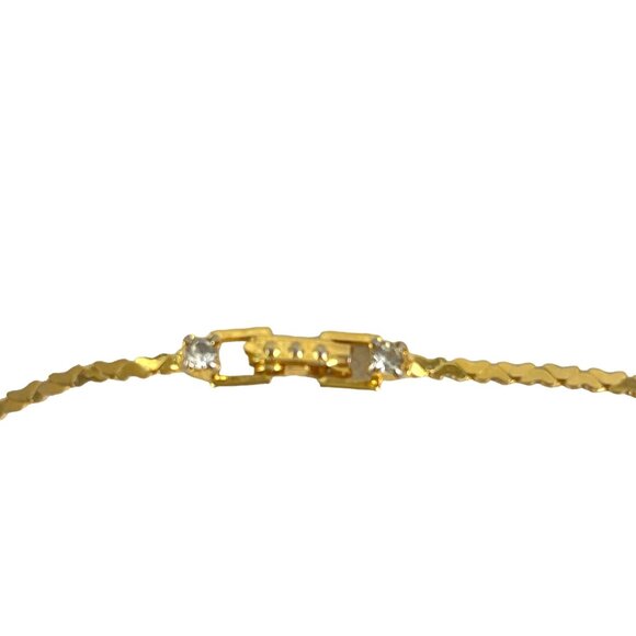 Hobe Signed 16" Choker Necklace Gold Tone Pink Retro Rhinestone Pendant - Picture 5 of 9